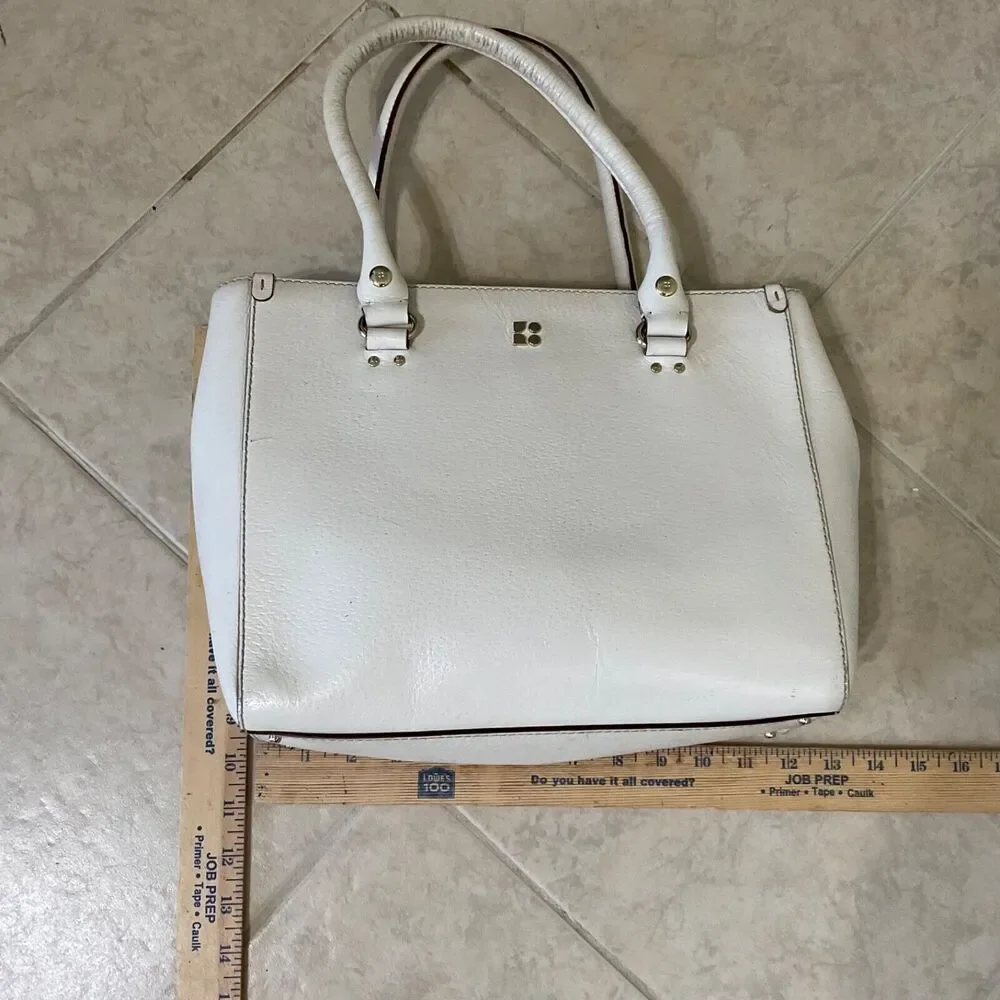 Kate Spade Leather Handbag/tote Ivory Triple compartment footed bag